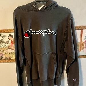 Champion Black Hoodie/Sweatshirt with Iconic Logo